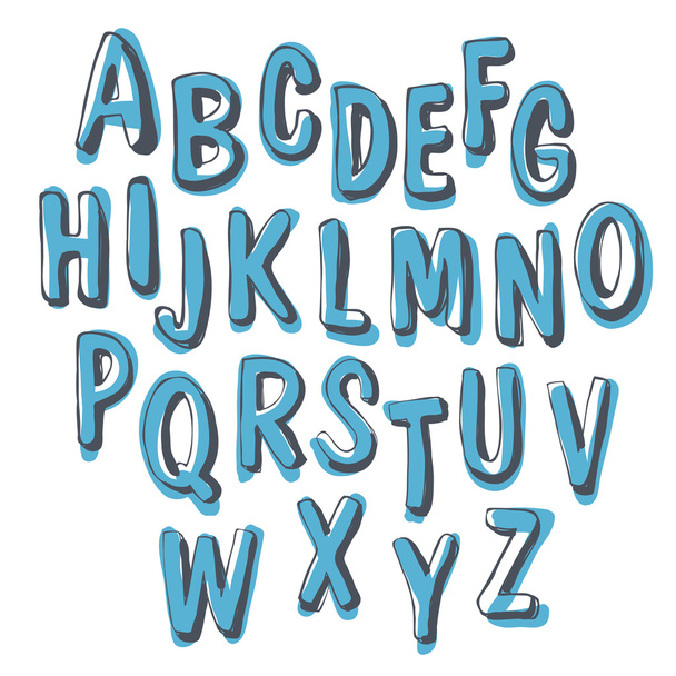Blue Doodles Alphabet - Vetor, Imagem