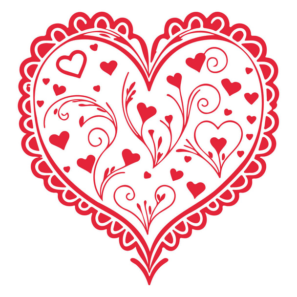 Červená ornament milenec srdce Valentýn ilustrační náčrtek prvek - Vektor, obrázek