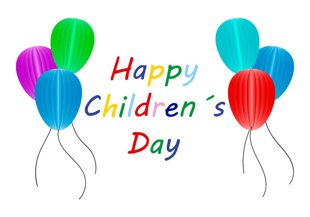 Dia das crianças cercado por balões coloridos. - Vetor, Imagem