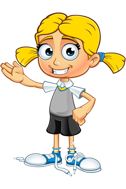Blonde School Girl Character - Διάνυσμα, εικόνα