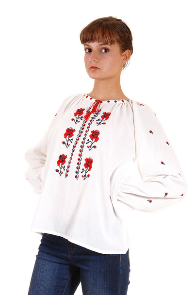 Teenager girl in white blouse. - Fotoğraf, Görsel