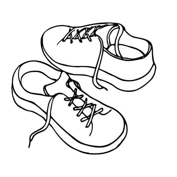 vázlatos rajz cipők kioldott csipke, amelyek eltávolították a közelben. kézzel rajzolt illusztráció női minimalista csipke-up cipő - Vektor, kép
