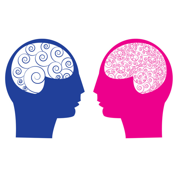 Αφηρημένη vs αρσενικά θηλυκά εγκεφάλου - Διάνυσμα, εικόνα