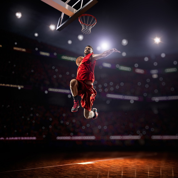 red Basketball player in action - Foto, Imagen