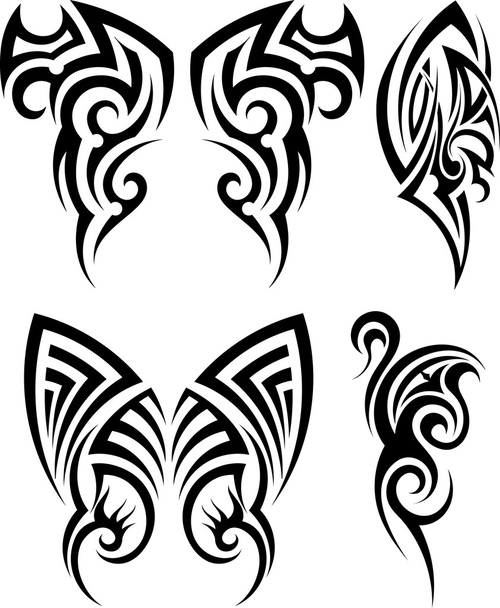 set van tribale tatoeages - Vector, afbeelding