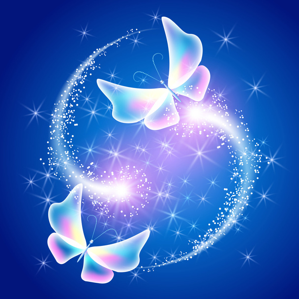 Butterfly and glowing salute - Vector, Imagen