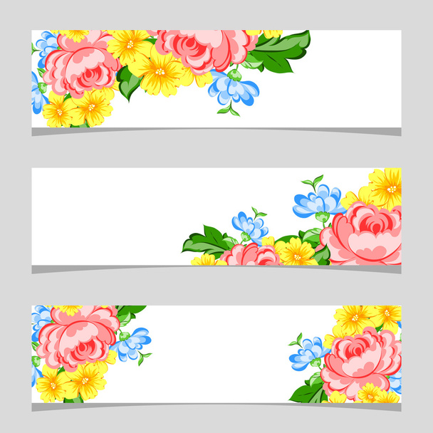 Three floral banners - Vektor, kép