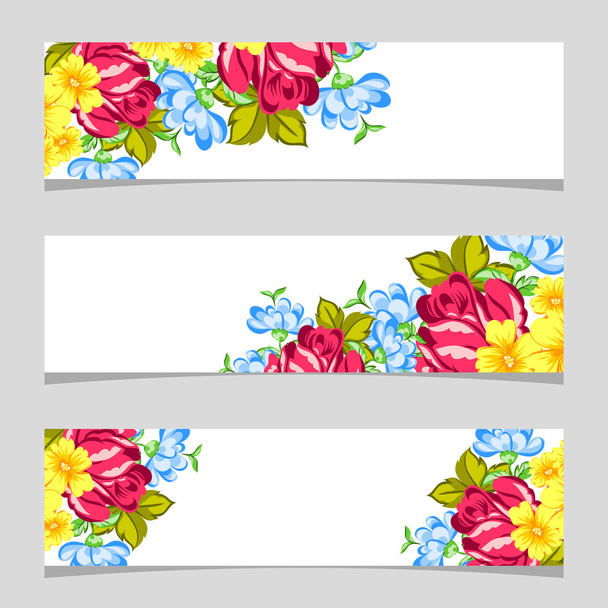 Three floral banners - Vektör, Görsel