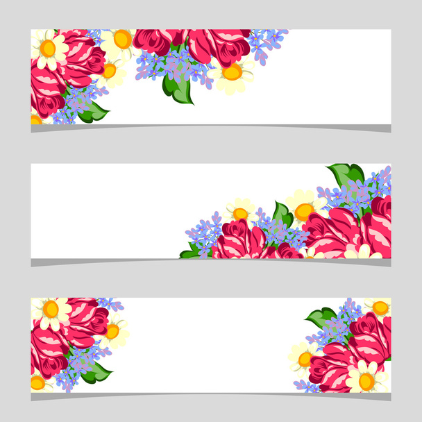 Three floral banners - Vektor, Bild