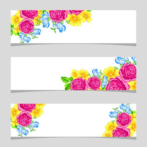 Three floral banners - Vektori, kuva