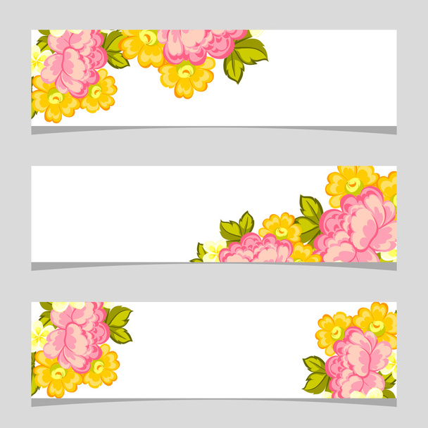 Three floral banners - ベクター画像