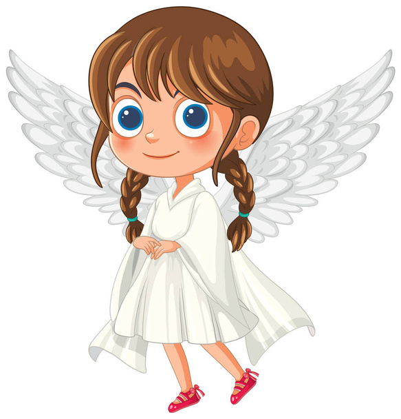 Εικονογράφηση διάνυσμα ενός νεαρού κοριτσιού άγγελος - Διάνυσμα, εικόνα