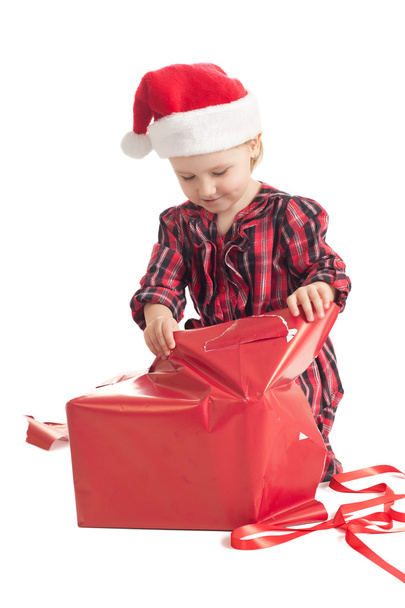 Little girl with xmas gift - Foto, Imagen