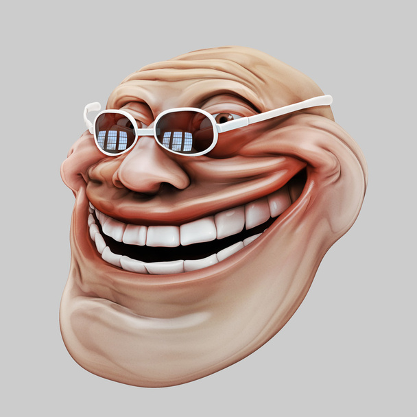 Trollface gafas oscuras. Internet troll 3d ilustración
 - Foto, Imagen