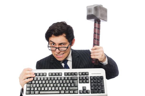Молодой сотрудник с клавиатурой
 - Фото, изображение