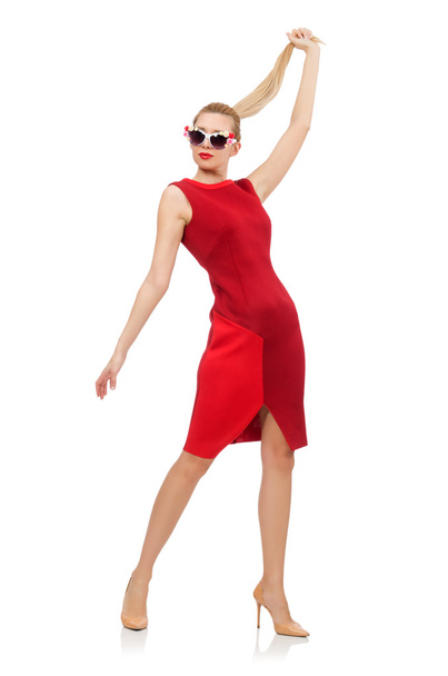 mujer joven en vestido rojo - Foto, Imagen