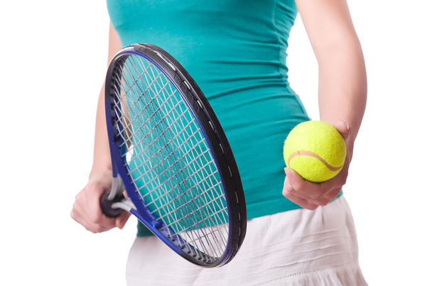 žena tenista izolované na bílém - Fotografie, Obrázek