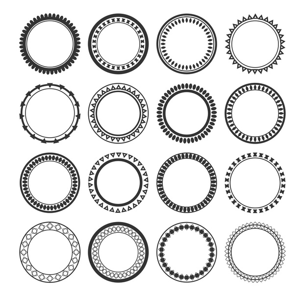 Collection of ethnic borders. Round frames isolated on white bac - Vector, Image
