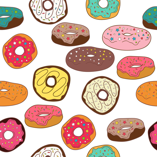 Donuts sin costura patrón de fondo
 - Vector, Imagen