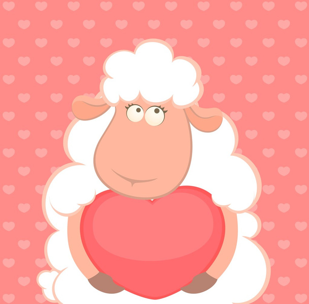 Vektor Cartoon lustige Schafe hält ein Herz - Vektor, Bild