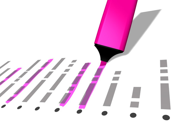 選択されているリスト要素を強調表示に使用するピンクのペン マーカー - 写真・画像