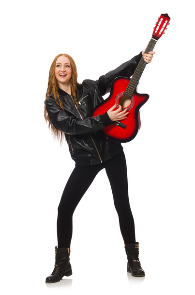 hezká dívka s kytarou - Fotografie, Obrázek