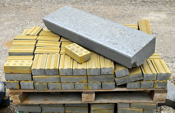 Stack of yellow tactile tiles for the blind people - Photo, Image