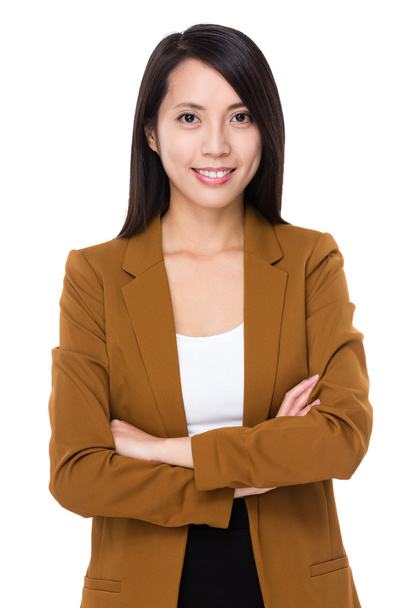 asiatische Geschäftsfrau im braunen Anzug - Foto, Bild