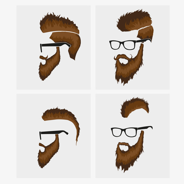 Male hipster hairstyles with beard - Вектор, зображення