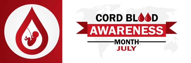 Cord Blood Awareness Month July. Vhodné pro blahopřání, plakát a banner. Vektorová ilustrace. - Vektor, obrázek