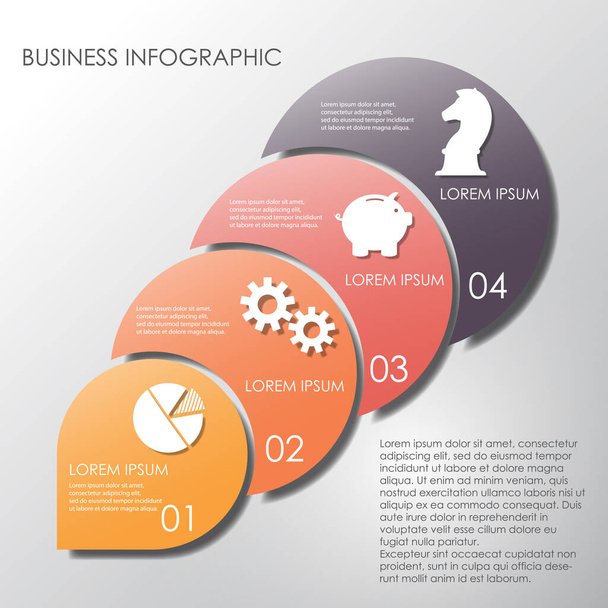 Plantilla de infografía empresarial con forma de círculo de 4 opciones - Vector, Imagen