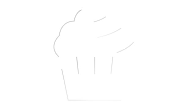 cupcake linéaire argenté animé est dessiné. Ligne symbole du gâteau. Concept de boulangerie, café, dessert, aliments sucrés. Vidéo en boucle. Illustration vectorielle isolée sur fond blanc. - Séquence, vidéo
