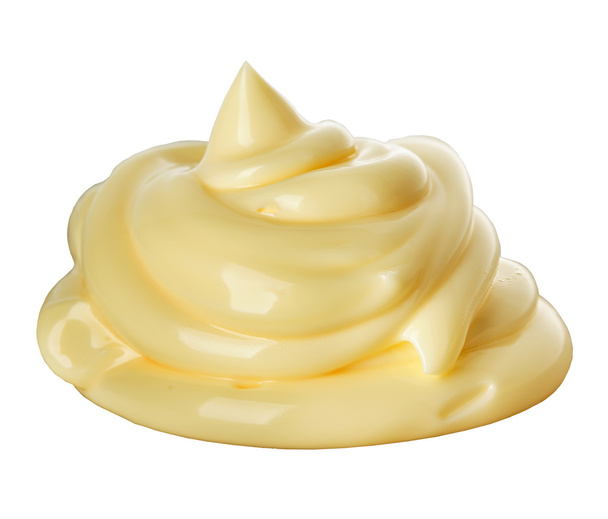 Un puñado de mayonesa aislada sobre fondo blanco
. - Foto, imagen