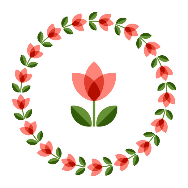 Design elements - round floral frame and scandinavian flower - Vector, Image