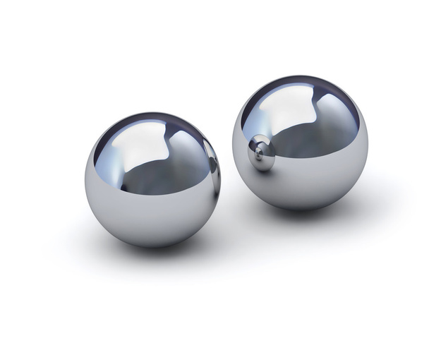 Two glossy metal spheres with clipping path - Photo, Image