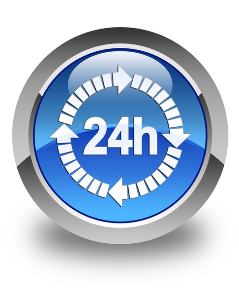 24 часа доставка значок глянцевый синий круглый кнопка
 - Фото, изображение