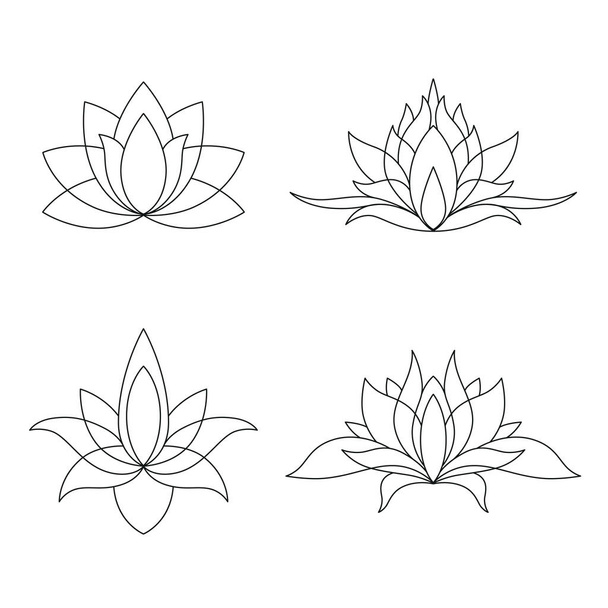 Набір квіткового візерунка Lotus mehndi для малювання Генни і татуювання. Прикраса східного, індійського стилю. Орнамент з каракулів. Зовнішній вектор зображення. - Вектор, зображення