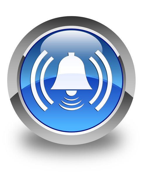 Alarm simgesi parlak düğme mavi - Fotoğraf, Görsel