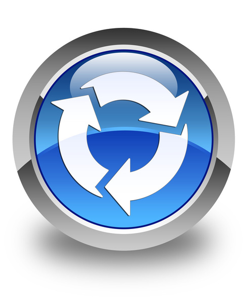 Refresh icon glossy blue round button - Photo, Image
