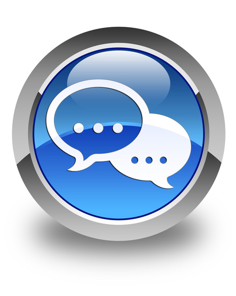 Sohbet simgesi parlak mavi yuvarlak düğme - Fotoğraf, Görsel