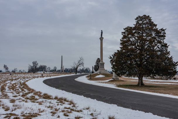 Hancock Avenue po upadku śniegu, Gettysburg Pensylwania USA - Zdjęcie, obraz
