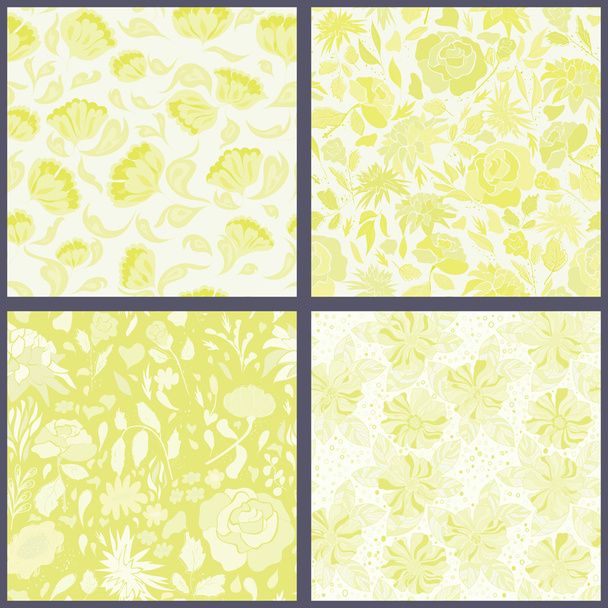 Set of floral seamles patterns. - Vector, Image