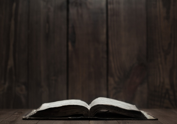Holy Bible on wooden background - Zdjęcie, obraz