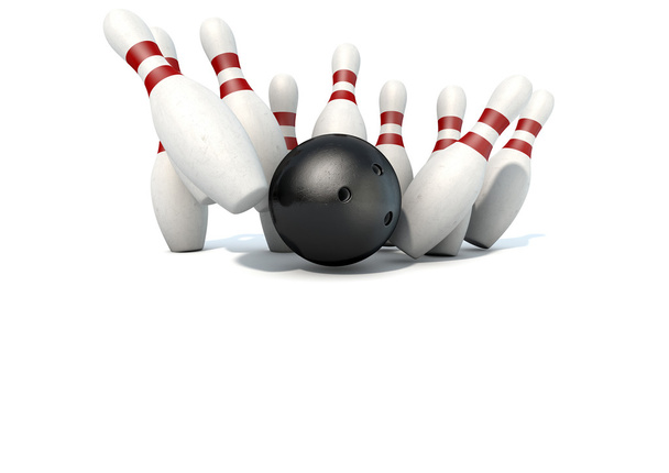 Ten Pin Bowling Pins And Ball - Foto, afbeelding