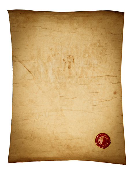 Rollo de papel viejo con sello de cera
 - Foto, Imagen