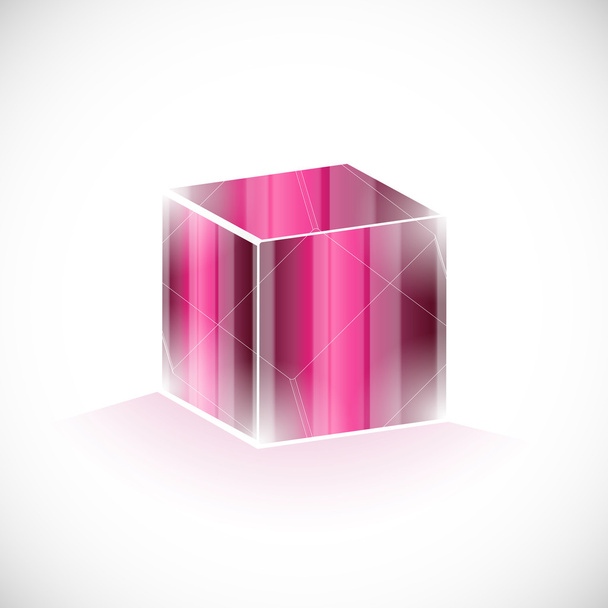 Pink cube crystal gem glass icon logo template vector - Vektor, obrázek