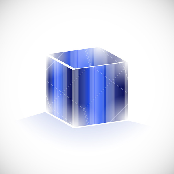 Blue cube crystal gem icon logo template vector - ベクター画像