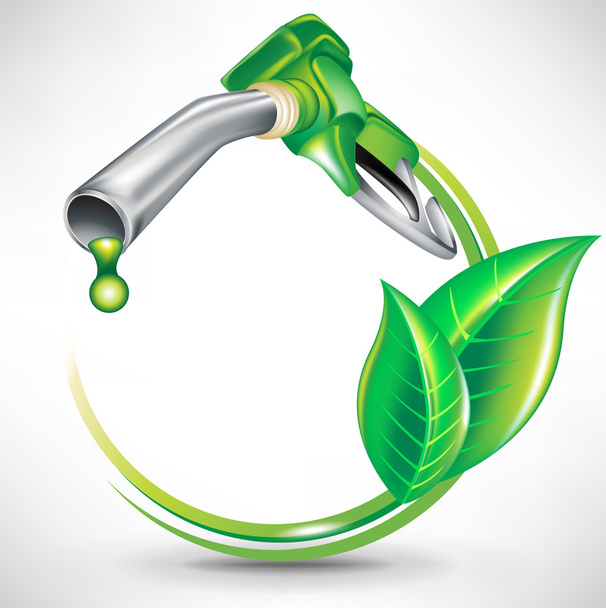 Groene energie begrip "brandstof"; gas pomp mondstuk - Vector, afbeelding