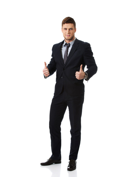 Happy smiling businessman with thumbs up. - Foto, Imagem