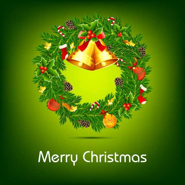 Decorated Christmas Wreath - Vector, Image